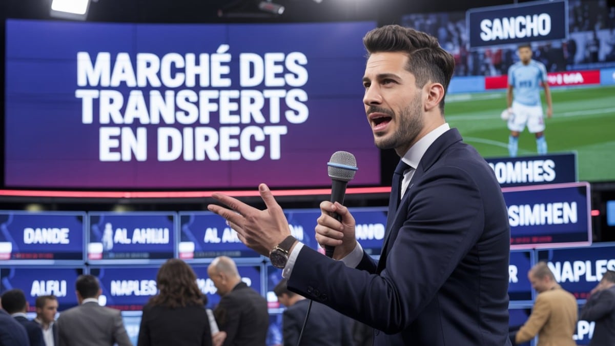 Journaliste parlant mercato football